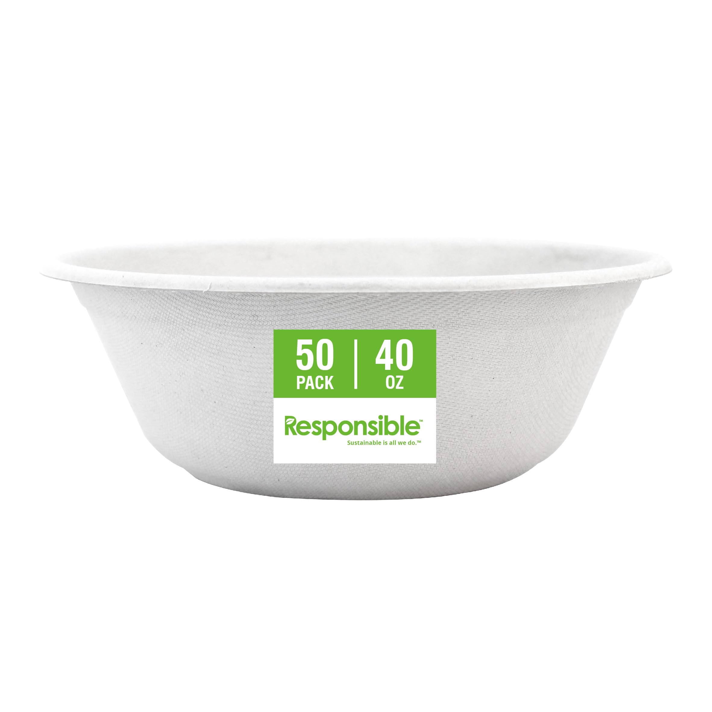Responsible Products 40 oz (50 Count) / Classic White / Casual Bowls
