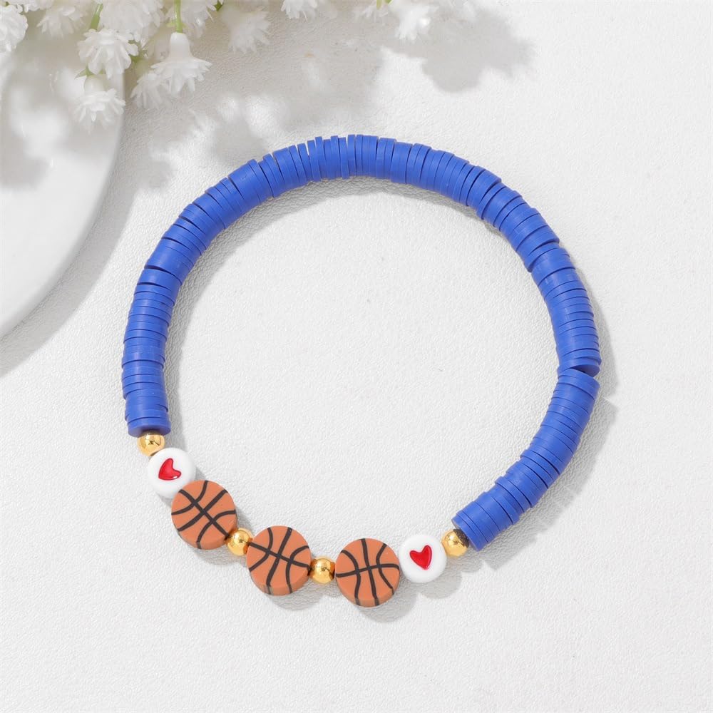 ABISIN 24 Set Basketball Bracelets Basketball Gifts Sport Bracelets Team Gift Basketball Bead Bracelet (Colorful)