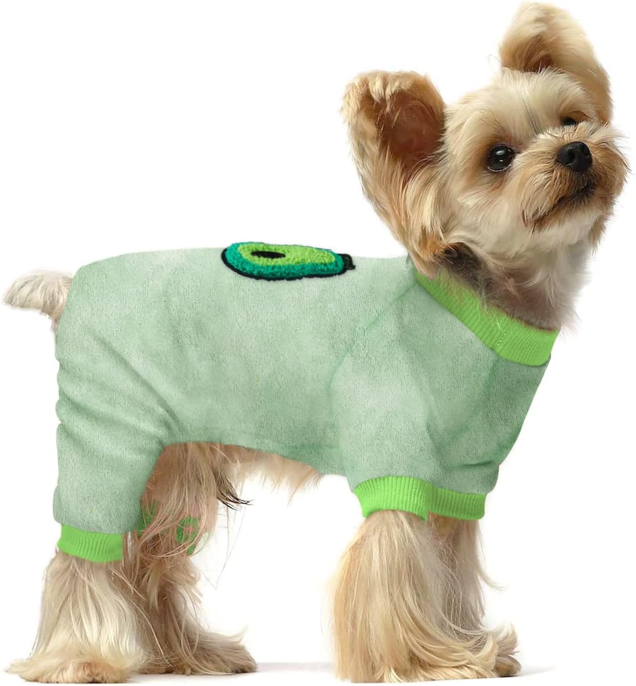 Dog Pajamas Soft Onesies for Small Dogs Boys Girls Winter Pjs Velvet Pet Clothes Jumpsuits Puppy Apparel, Green Large