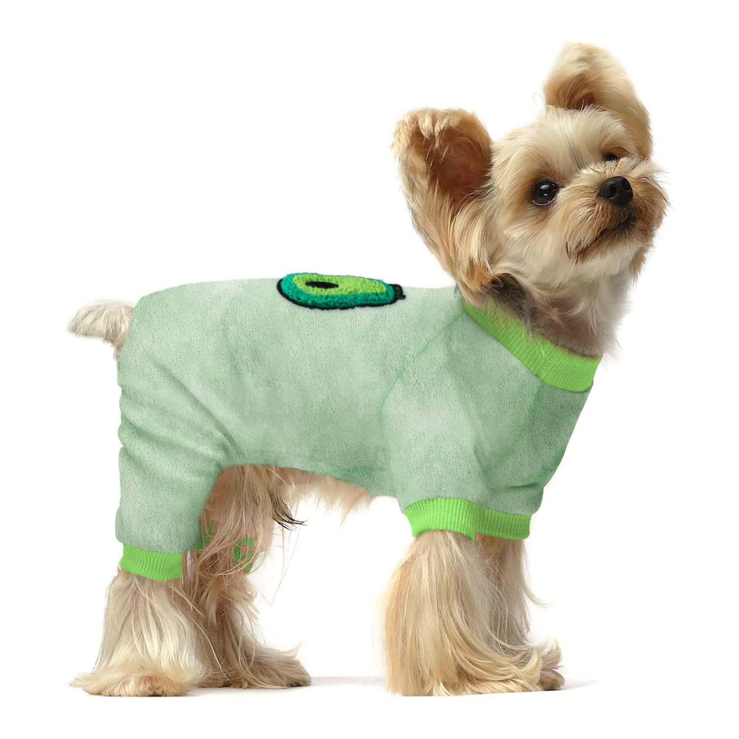 Dog Pajamas Soft Onesies for Small Dogs Boys Girls Winter Pjs Velvet Pet Clothes Jumpsuits Puppy Apparel, Green Large