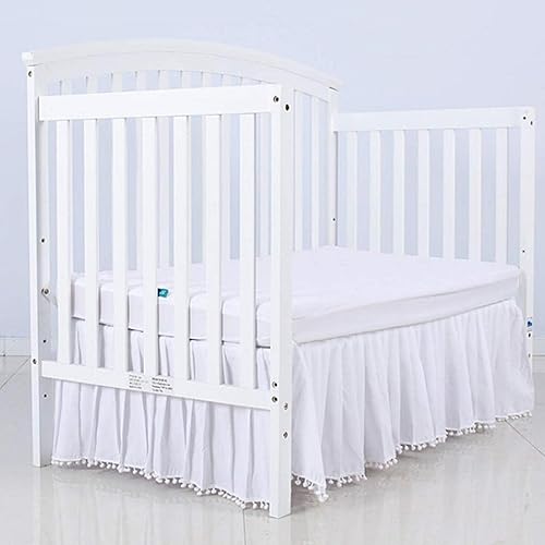 Miniatura 7 de Falda de cuna  Falda de cuna con pompones, falda de cuna con volantes, falda de cuna con pompones, falda de cama para cuna para bebés niños o niñas