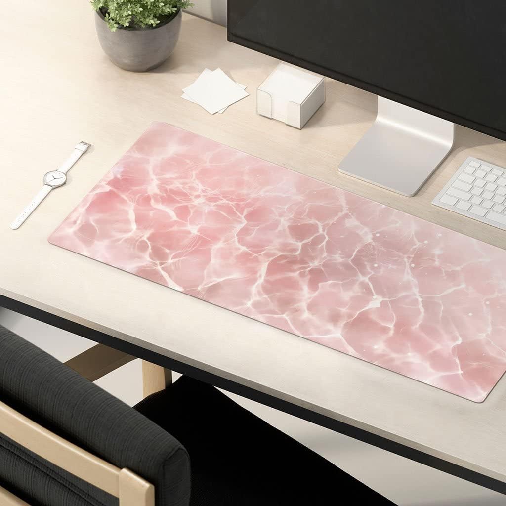 Pink Ocean Desk Mat - Wave Desk Pad - Printed Laptop Desk Mat