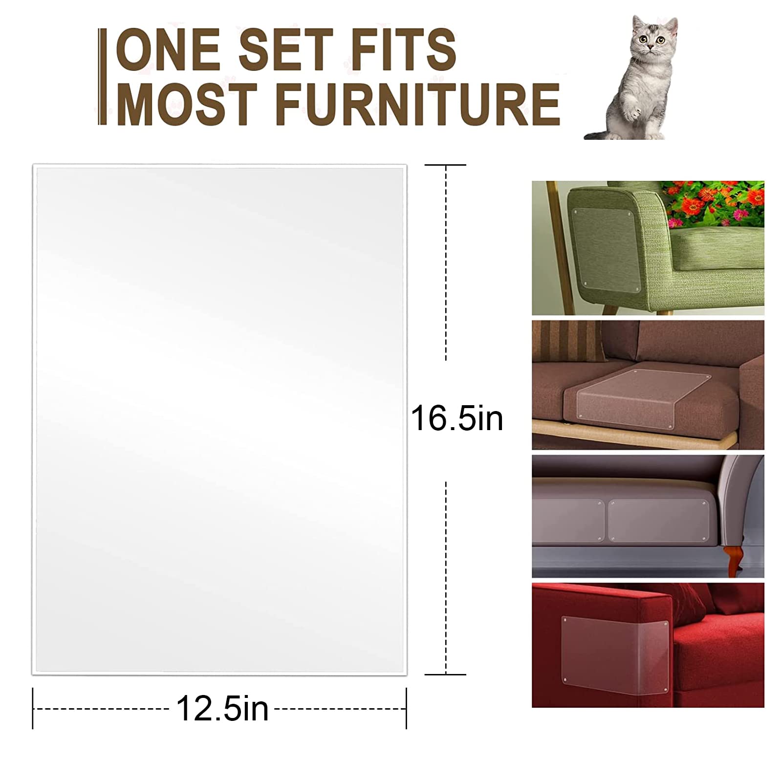 Protezione Antigraffi Per Mobili Da Gatti - 6 Pezzi Trasparenti, 43x30 Cm, Adesivo Rimovibile PVC - Foto 6