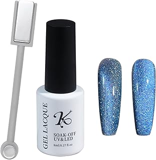 Cat Eye Gel Nail Polish, 9D Nail Gel Polish Magnetic Gel Nail Polish Reflective Glitter Gel Polish Blue Soak Off UV LED Gel Nail Polish with Strong Double-side Magnets for Salon Home DIY Nail Art