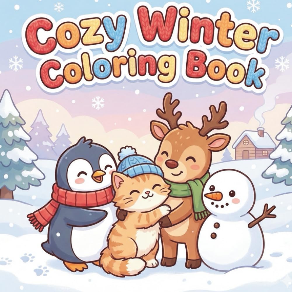 Cozy Winter: Bold and Easy Coloring Book for Adults & Teens with Cute and Cozy Winter Hygge