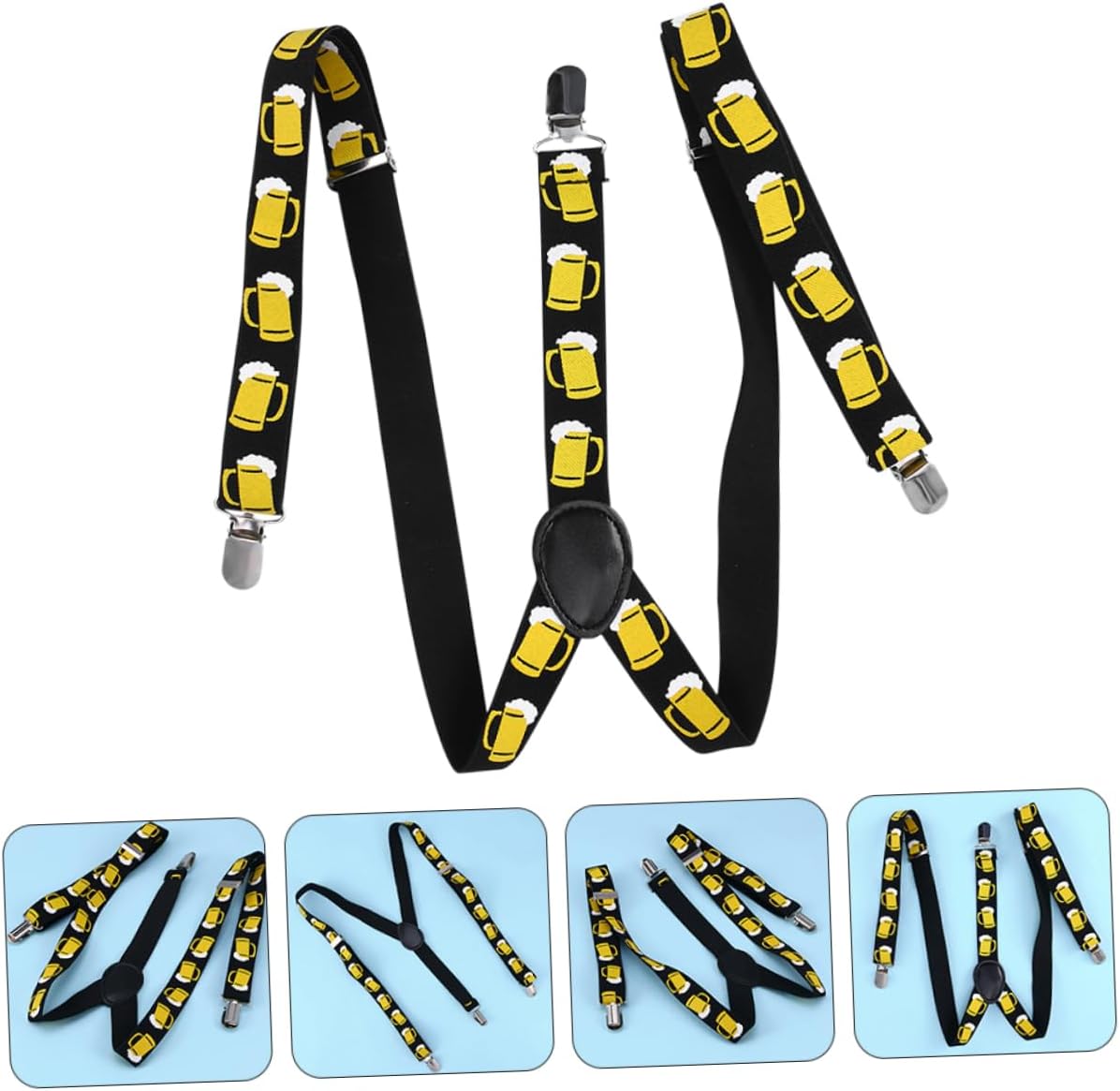 Didiseaon 2pcs Beer Print Suspenders for Parties Stylish Shoulder Straps for Dress up and Overalls Strap for Jeans and Casual Wear