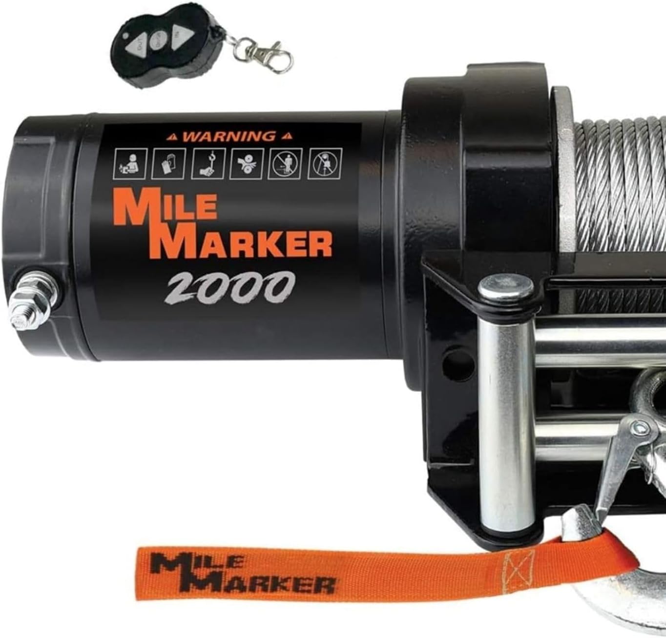 Mile Marker 76-50200 Utility and Trailer Winch 12V DC | 5/23” x 50’ Steel Cable | 2,000 lb Pulling Capacity | Lightweight, Powerful and Reliable | High Output Motor