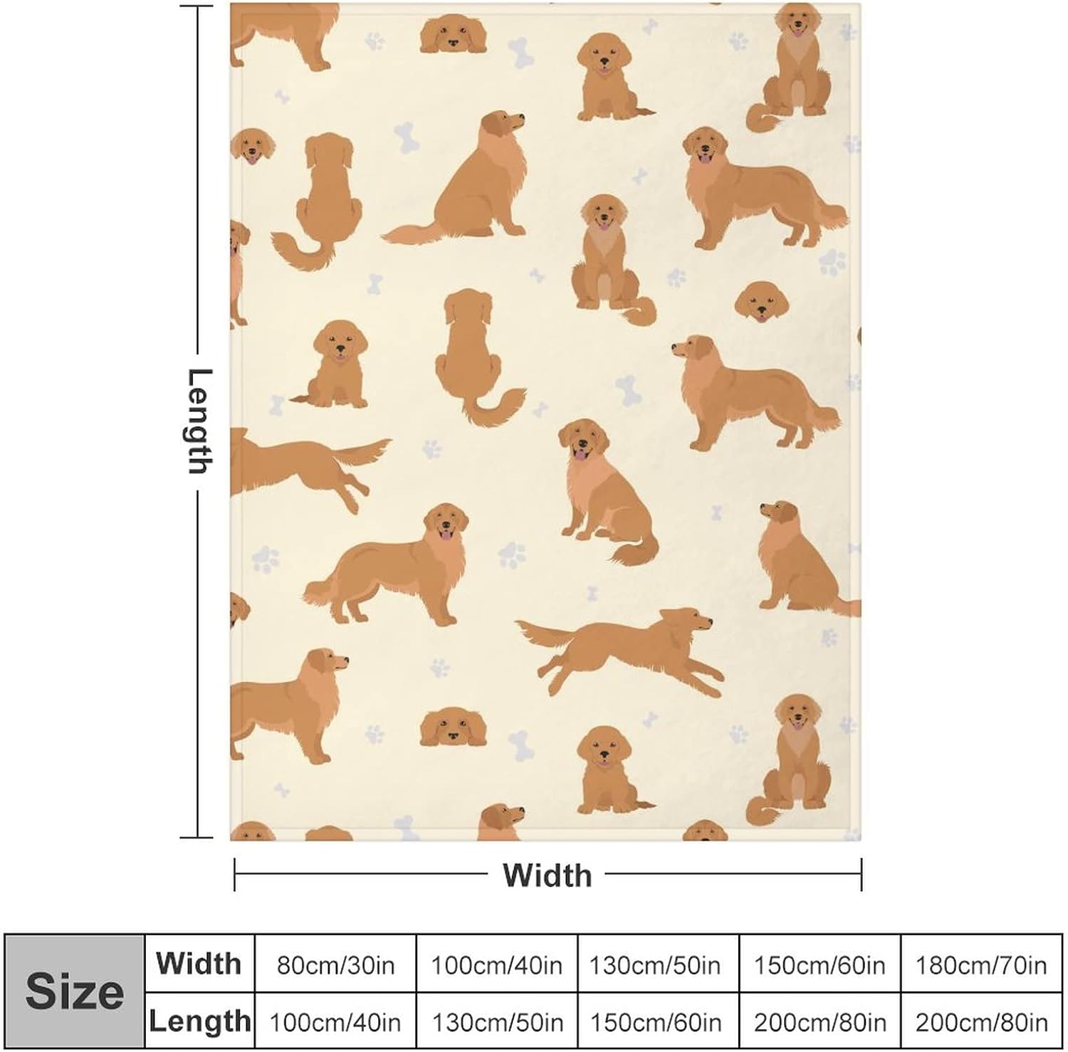 Golden Retriever Blanket Gifts, 60"x80" Dog Pattern Flannel Fleece Throw Blanket Soft, Lightweight, Comfortable, Warm Golden Retriever Themed Blanket for Humans Adults Kids