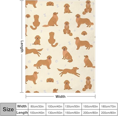 Miniatura 2 de Manta Golden Retriever de 60 x 80 pulgadas, manta de franela de forro polar suave, ligera, cómoda, cálida manta temática Golden Retriever para