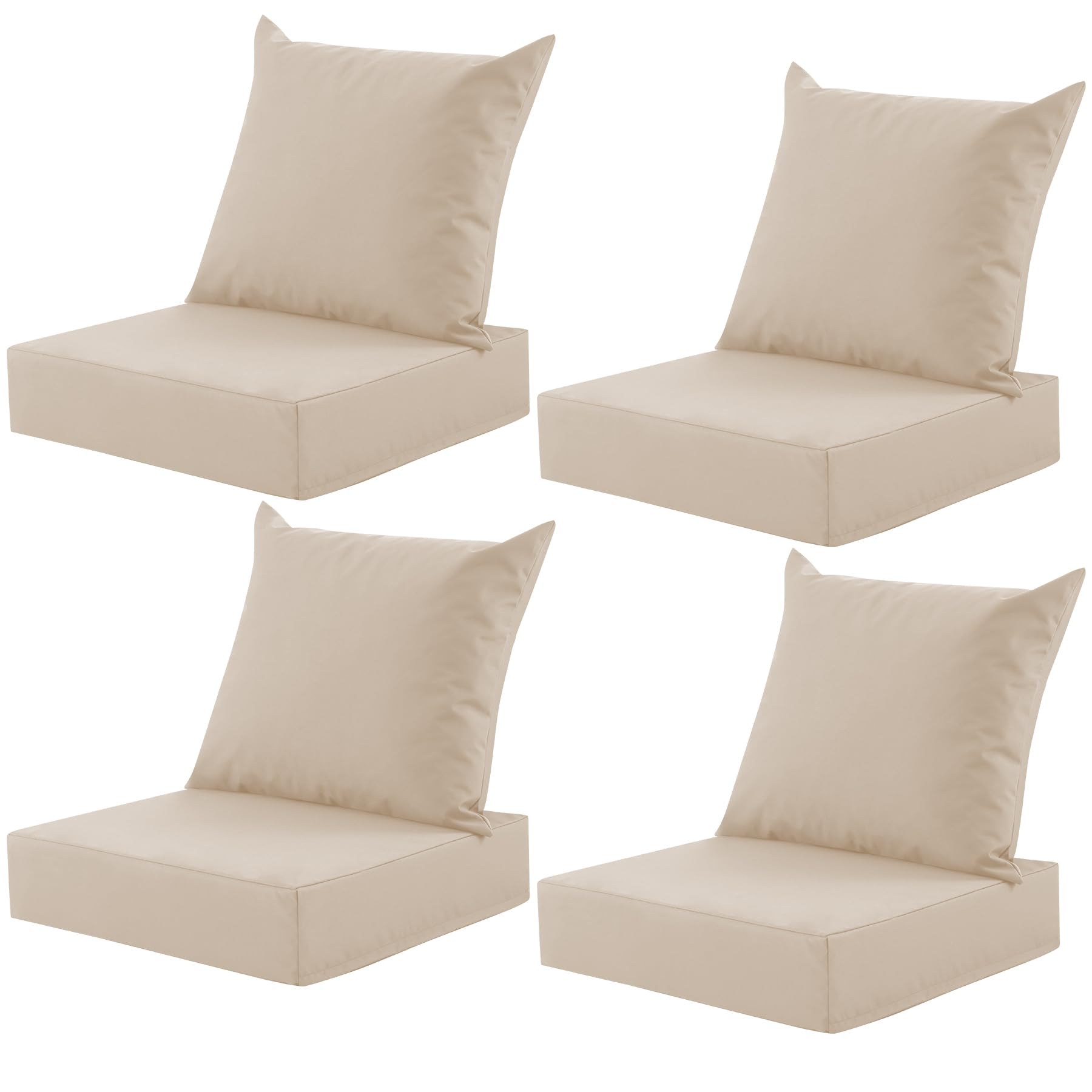 Photo 1 of *** CHECK COMMENTS ***MuaMelop Outdoor Deep Seat Cushion Set, 24x24 Inch Water-Resistant & Fade-Resistant Outdoor Chair Cushions, Patio Furniture Cushions with Removable Cover for Patio Chair, Sofa, Beige (Set of 4)