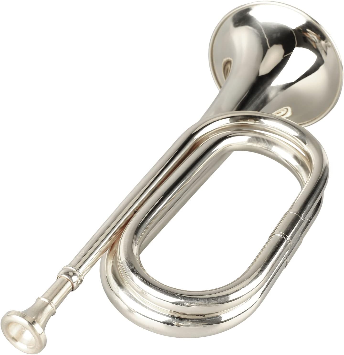 Generic Trumpet, Smooth Valve System Large Volume Brass Fine Crafted C Key Trumpet Musical Instrument (Silver)