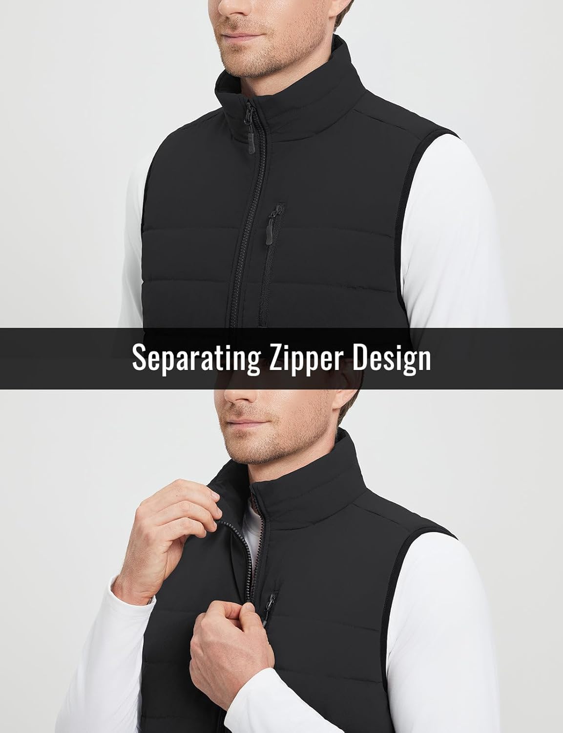 baleaf Men's Fleece Lined Puffer Vest Lightweight Warm Sleeveless Jacket with Full Zip Winter Vest for Golf Running - Image 2