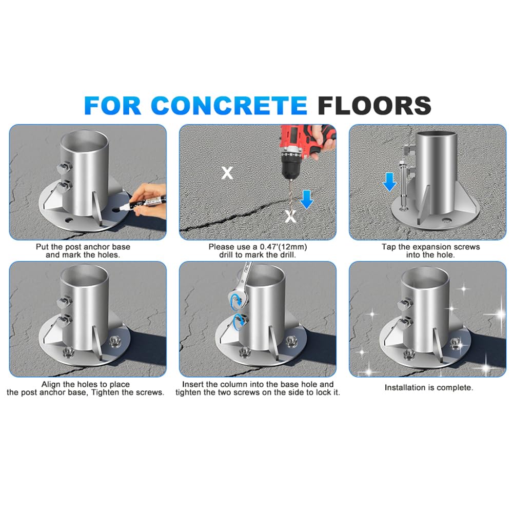 2 3/4" Posts Chain Link Fence Post Parts Dia 70mm,304 Stainless Steel Floor Flange Base for Fences, Mailbox Gazebo Railings, and Flagpole Deck Columns Heavy Duty Solid Pole Floor Flange (1 Pcs)