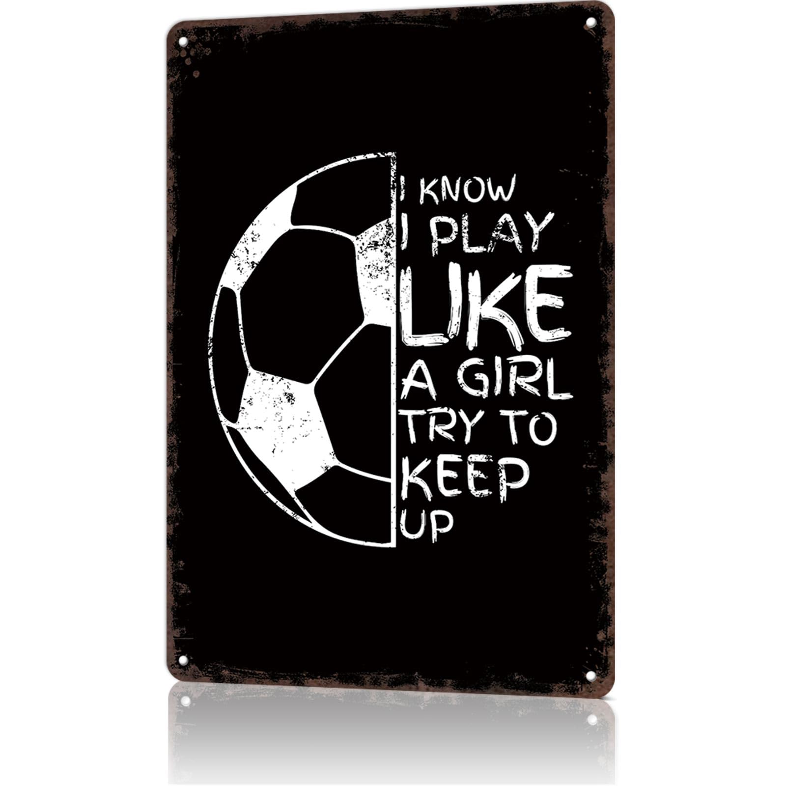KWQDOZF Funny Metal Sign Soccer Girl Power Vintage Tin Signs Poster For Home Room Bedroom Office Decor 8x12inch