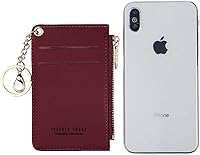 Vista 81 de Carteras pequeñas de cuero delgado para mujeres, tarjetero, cartera, monedero con llavero beige (B-Beige)