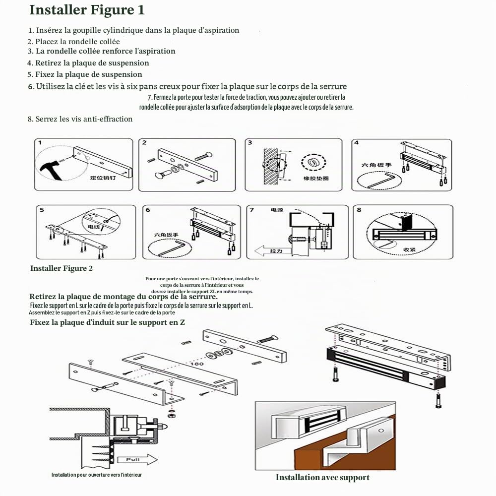 Système d'entrée de Porte avec Clavier de contrôle d'accès étanche, Alimentation DC 12 V, Interrupteur de déverrouillage de Porte, Serrure électrique et Porte-clés RFID 125 kHz
