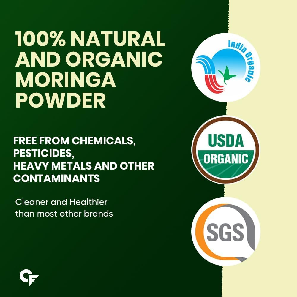 Carbamide Forte 100% Organic Moringa Powder - Moringa Oleifera - USDA Certified | Moringa Leaves Powder | Moringa Powder Organic for Immunity, Digestion & Energy | Drumstick Leaves Powder - 100g 1