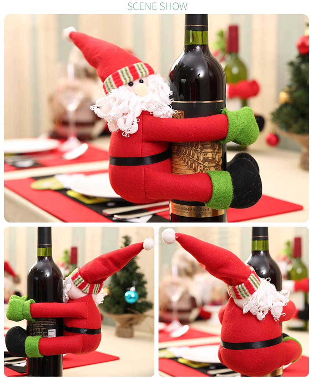 Housse De Bouteille De Vin Père Noël - Décor De Table Festif Pour Fêtes - 9