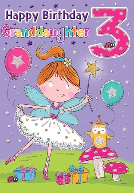 Milestone Age Birthday Card Age 3 Granddaughter - 9 x 6 inches - Regal Publishing
