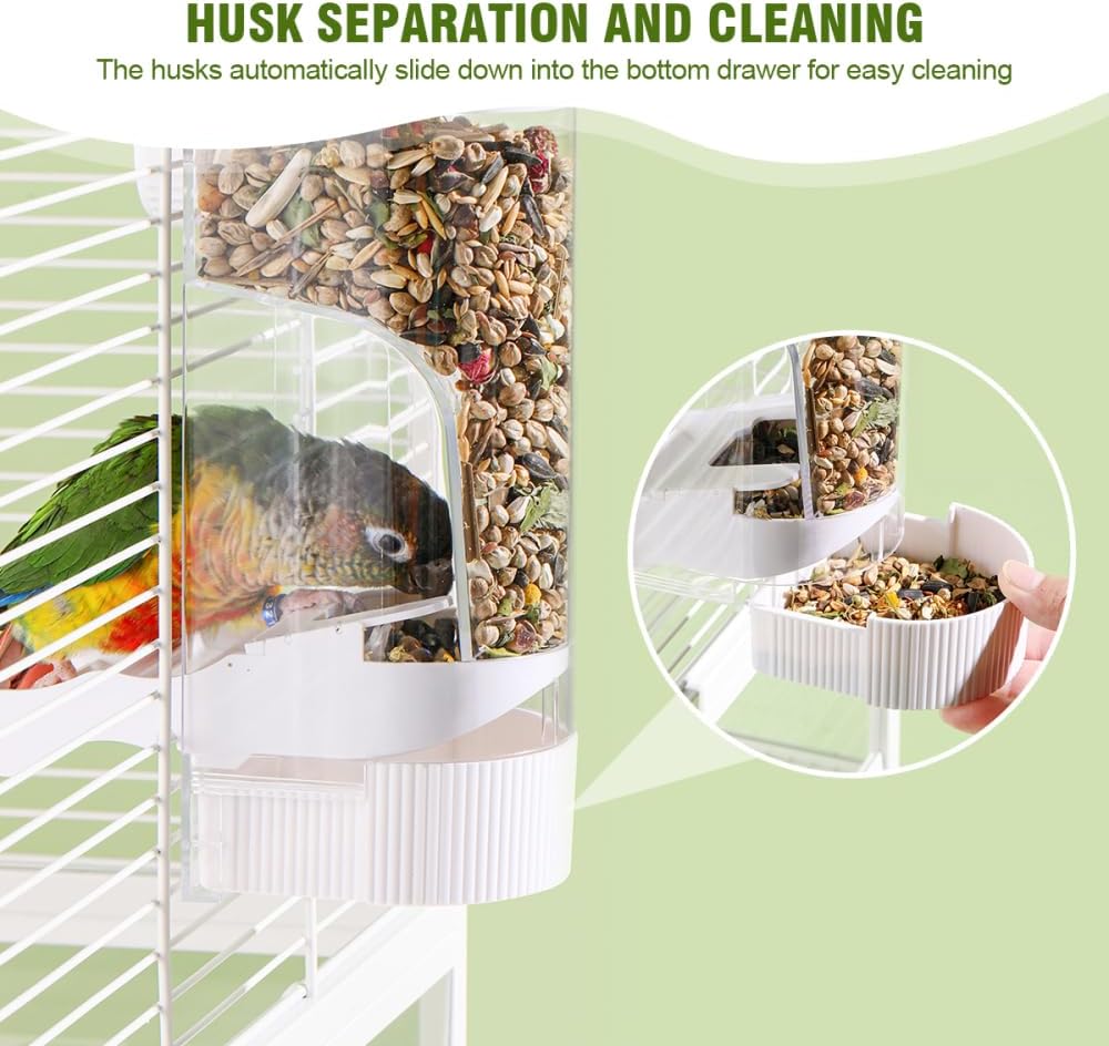 Semi-Enclosed Automatic Bird Feeder, Multifunctional Parrot Seed Feeders, Seed Food Container for Canary, Parrot, Cockatiels image 5