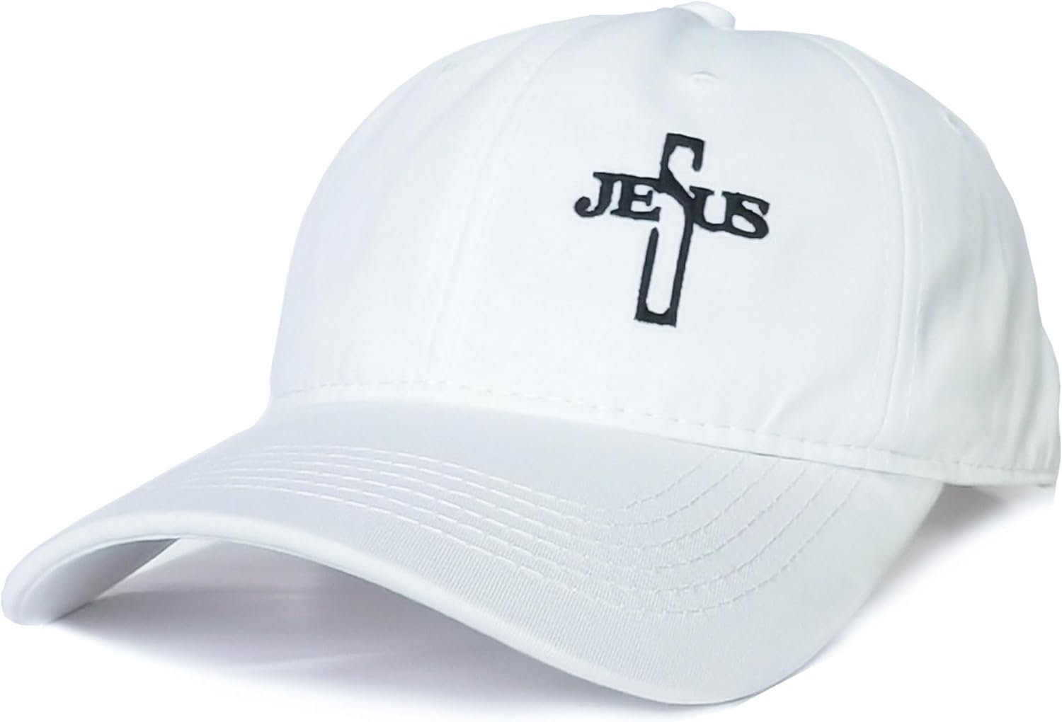 Christian Jesus Hat, Embroidered Adjustable Classic Cross Hat Baseball Cap White,Religious Gifts for Men Women White - Image 2