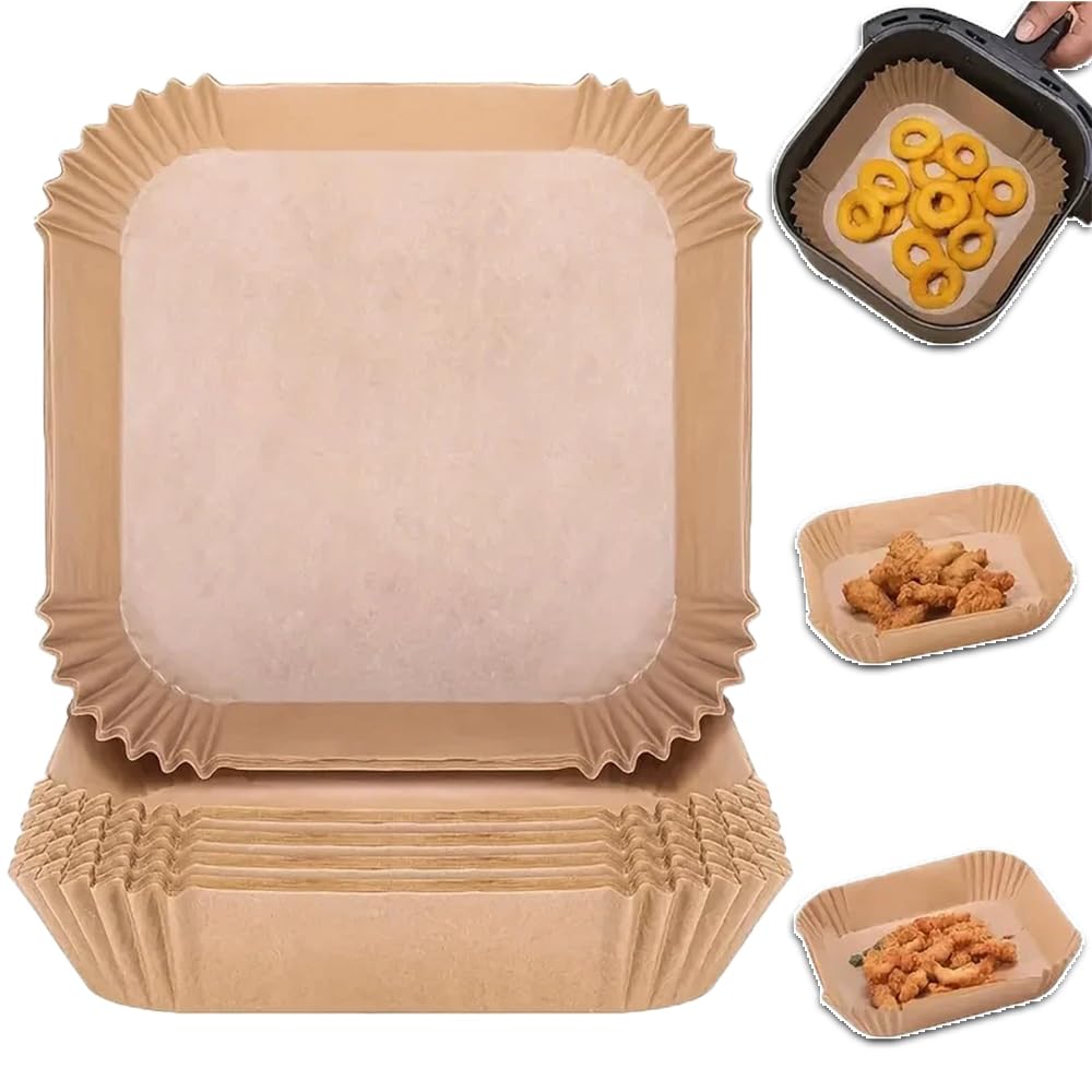WIOOYIUU エアフライヤー用シート 100枚 方形 20×16×4.5cm…