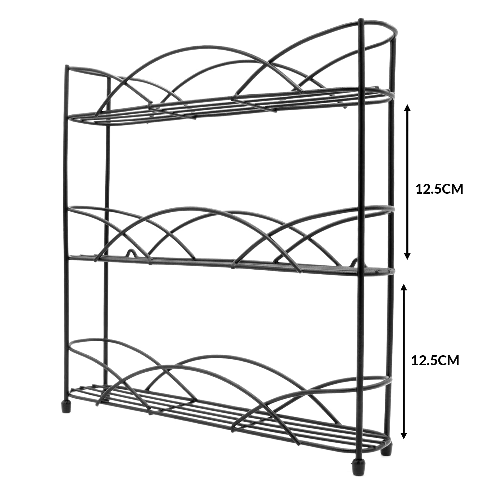 3 Tier Herb & Spice Rack in Black Free Standing NonSlip Organiser