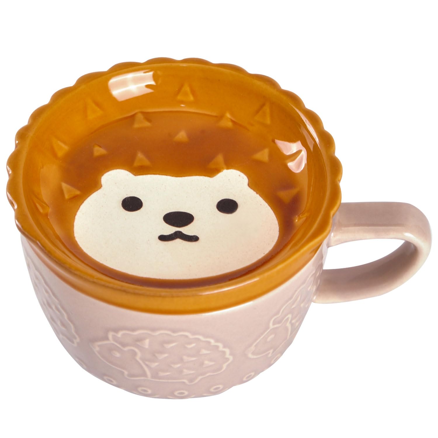WHJY Ceramic Cute Hedgehog Mugs with Lid, Kawaii Coffee Mug With Lid, Japanese novelty gifts for Cat Lover - 10 oz
