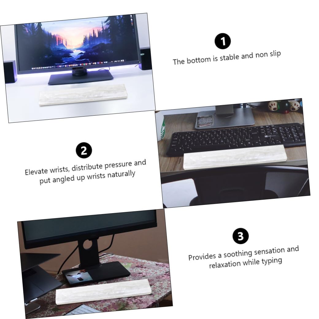 Cabilock Handgelenkauflage Tastatur Weiß Perlmutt Epoxidharz Rutschfest Handgelenkstütze Büro Gaming