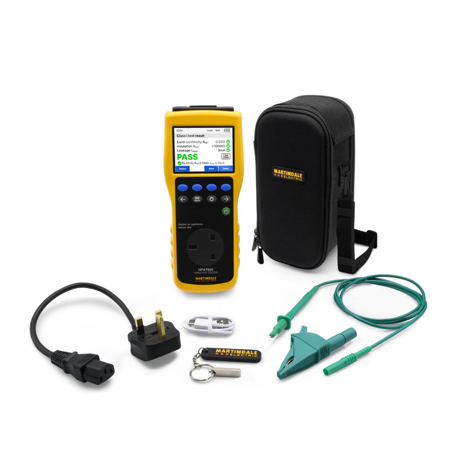 Martindale HPAT650 Advanced Portable Appliance Tester, Handheld, Memory Storage, Class I & II Testing