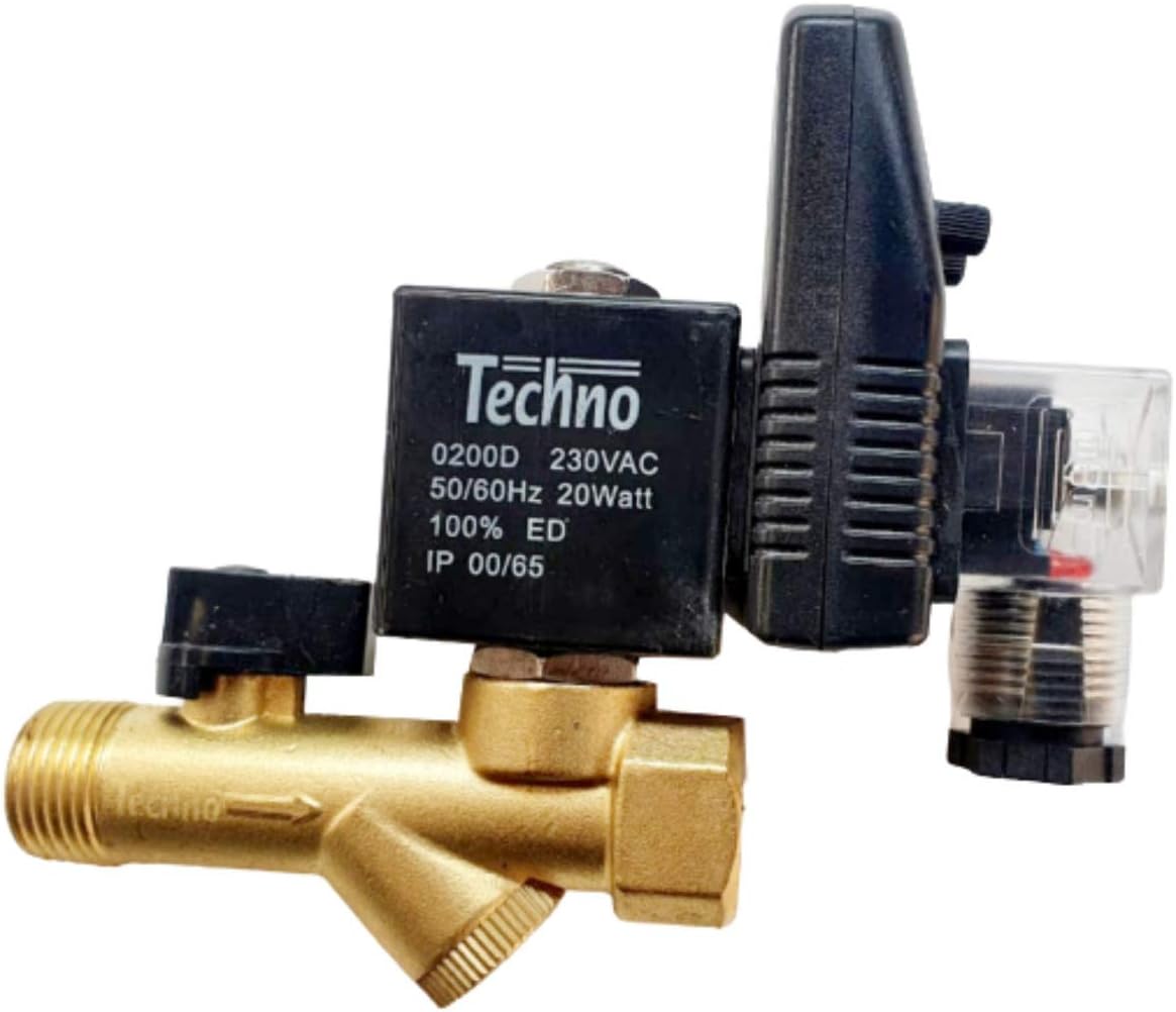 Techno ADV 15T BRASS AUTO DRAIN VALVE +TIMER-I+ STRAINER SIZE-1/2"