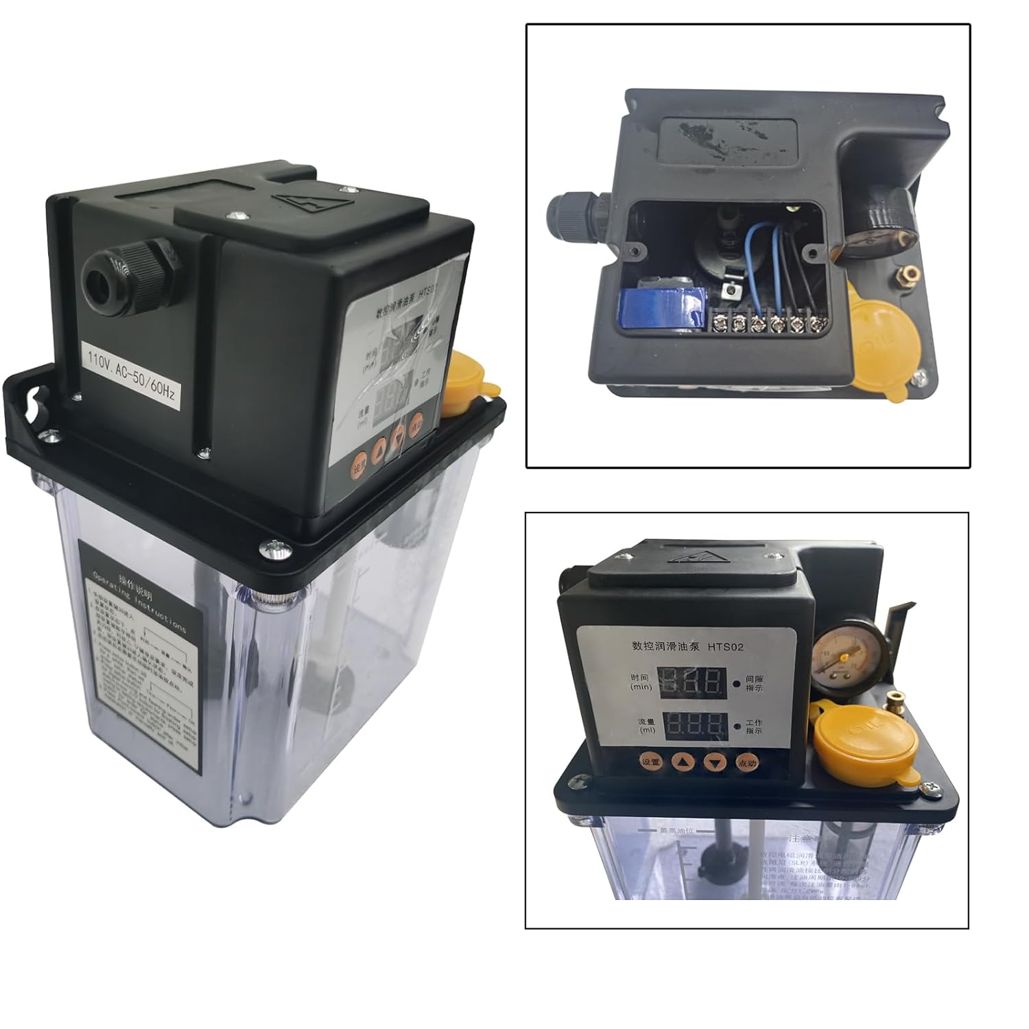 2L Double Digital Display Electric Automatic Lubrication Pump Digital Numerical Control Electromagnetic Lubrication Pump for Machine Tools Printing Textiles 110V