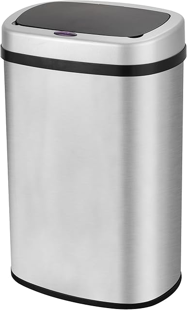 display4top Stainless Steel Automatic Touchless Kitchen Bathroom Sensor Bin,Trash Can,Touch Bin (58LRound)