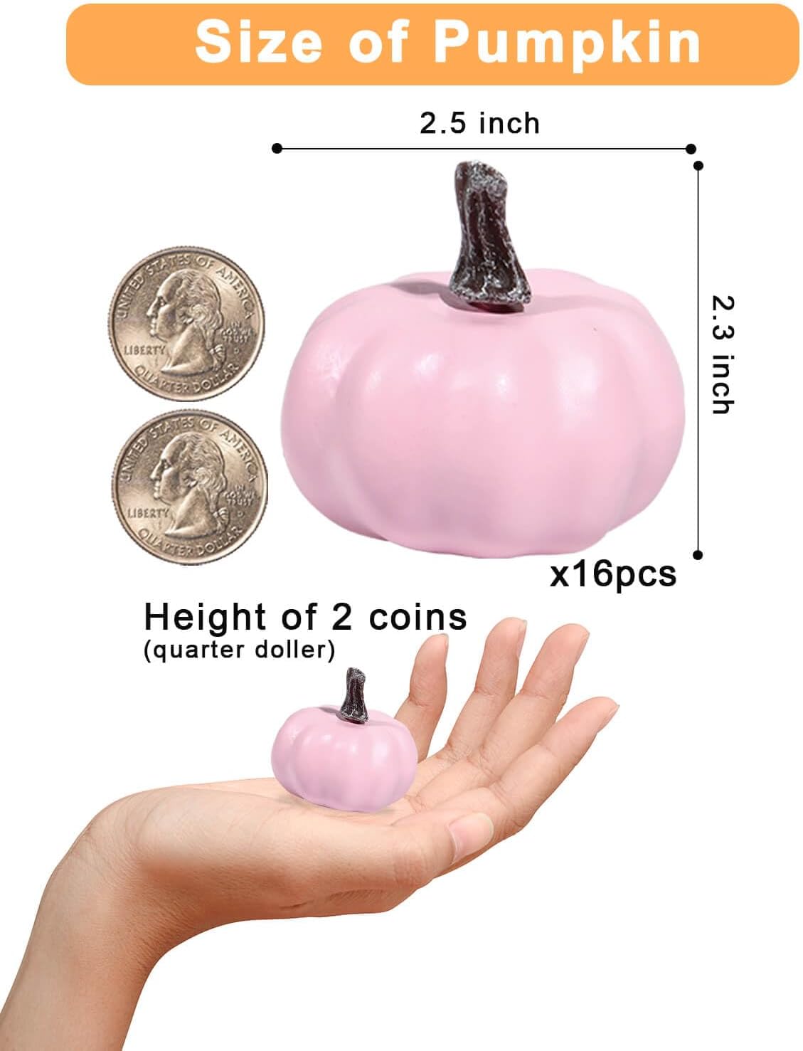 vensovo Pink Foam 2 Inch Mini Pumpkins for Decorating - 16PCS Small Plastic Pumpkins Bulk for Fall Decor, Pink Artificial Fake Pumpkin Perfect for Halloween Thanksgiving Decoration Fall Weding Decor