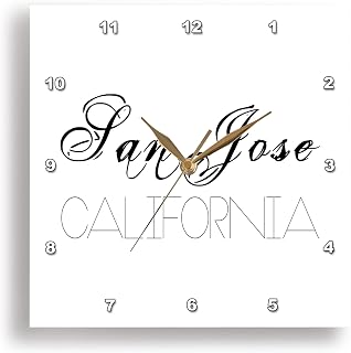 3dRose Wall Clock Silent - 13 inch - American Cities - San Jose California, Black on White - Alexis Design - American Cities