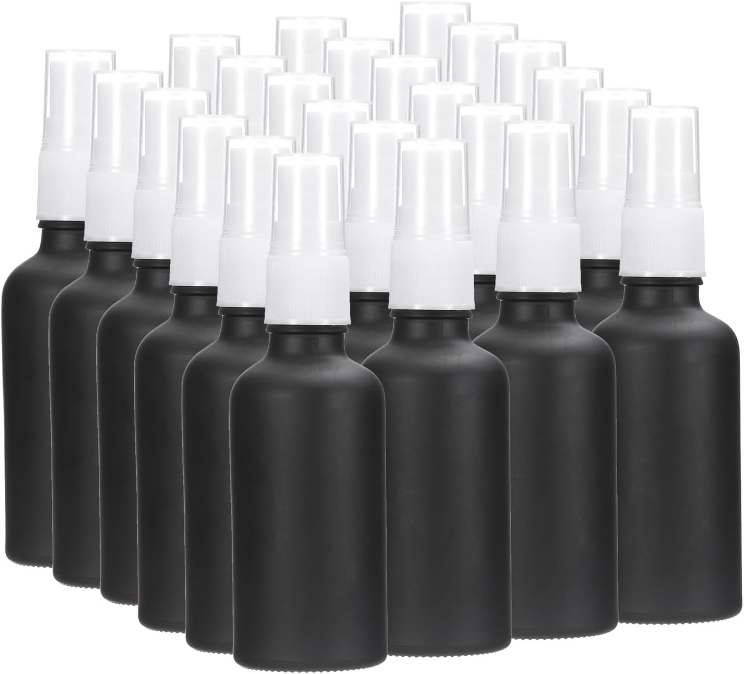 PATIKIL 2oz Glass Spray Bottles, 24pcs Leak Proof Empty Water Fine Mist Sprayer Refillable Containers for Cleaning Solutions Plants Hair, Black White