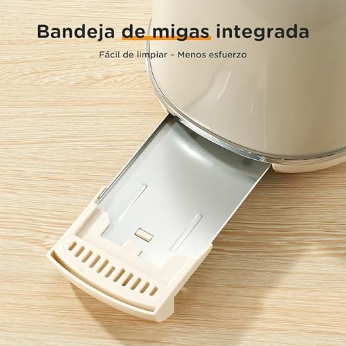 Wiltal Tostadora Retro 2 Ranuras Anchas de Acero Inoxidable – Tostador de Pan Compacto con Rejilla Calienta Pan, 6 Niveles, Función Descongelar y Recalentar, Expulsión Automática, Diseño Vintage - imagen 8