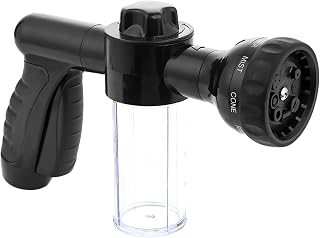Foam Water Gun Set, Soap Dispensing Hose Nozzle for Car Wash & Pet Wash, Adjustable Spray, Includes 4 Attachments & Hose, Black Plastic, Ergonomic Grip