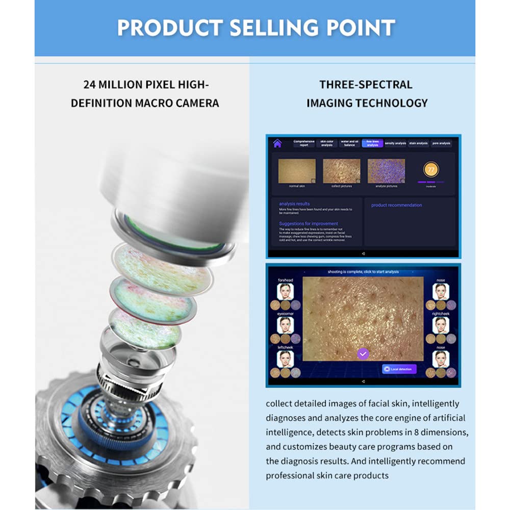 2022 7 in 1Hydrogen Oxygen Beauty Machine, Small Bubble Beauty Device Skin Analyzer, Hydrodermabrasion Salon Beauty Machine For Skin Rejuvenation/Blackhead Removal/Deep Cleansing