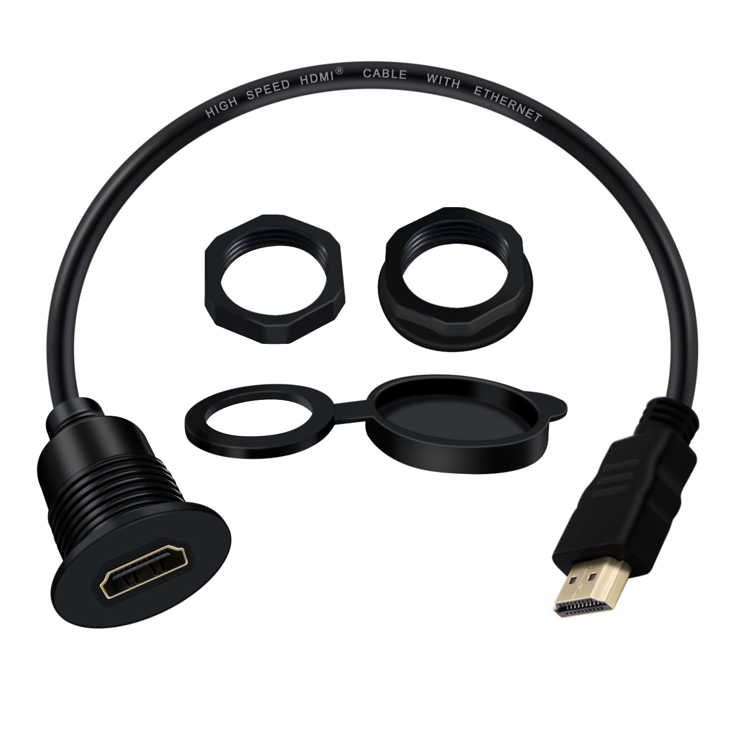 Удлинительный кабель HDMI с панельным креплением, 4K 60 Гц, 18 Гбит/с, разъем HDMI (штекер-розетка), плоский кабель с автомобильно