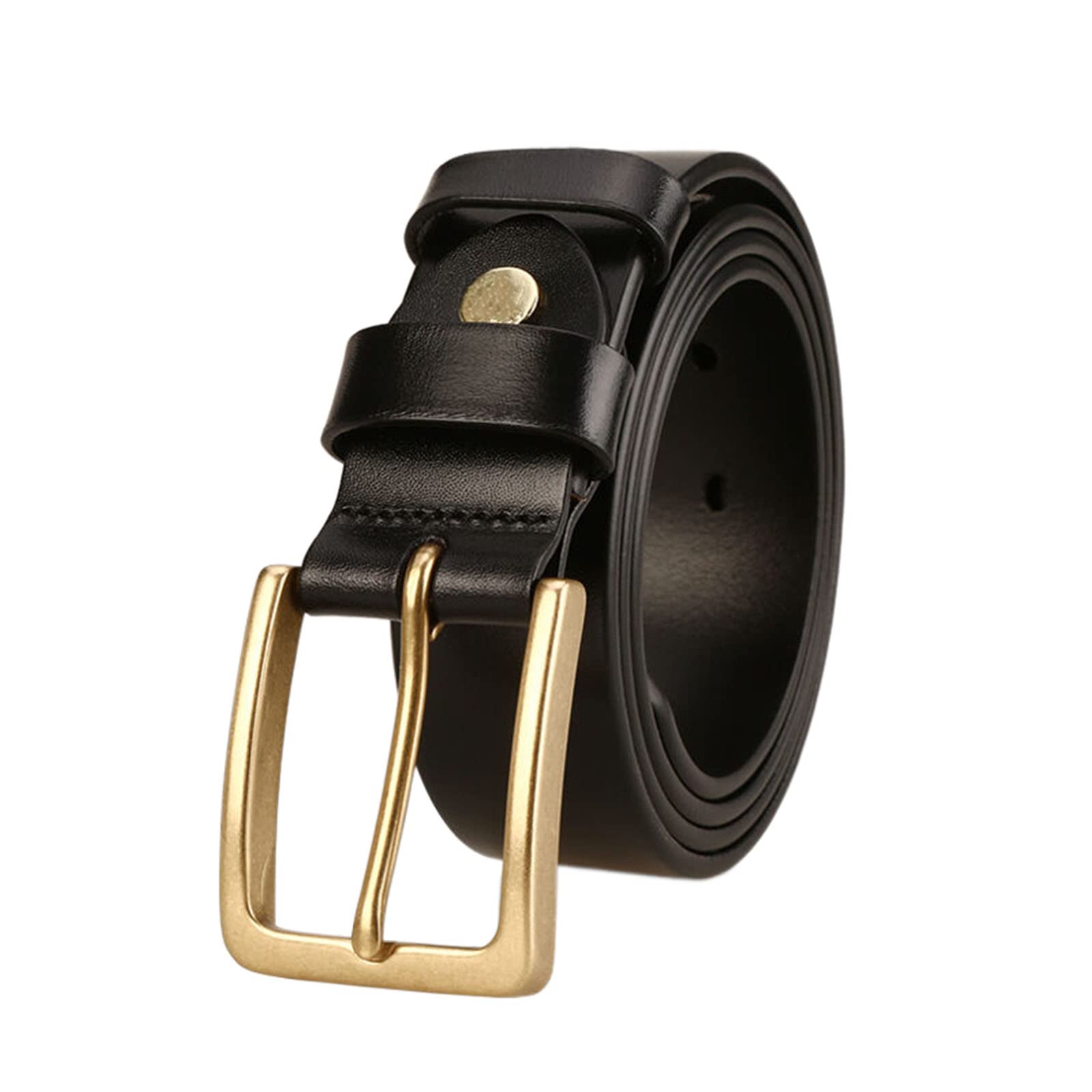 Cinturón Formal De Cuero Genuino For Hombre, Hebilla Metal, Ribete Ajustable