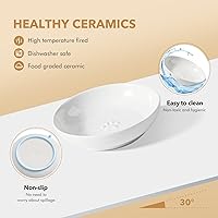 Vista 3 de Raised Ceramic Wide Whisker Friendly Cat Dishes, Food&Water Bowl with 2 Style Stand Adjustable Pet Bowl Set(1Dish+1Shallow Dish+Stand, White