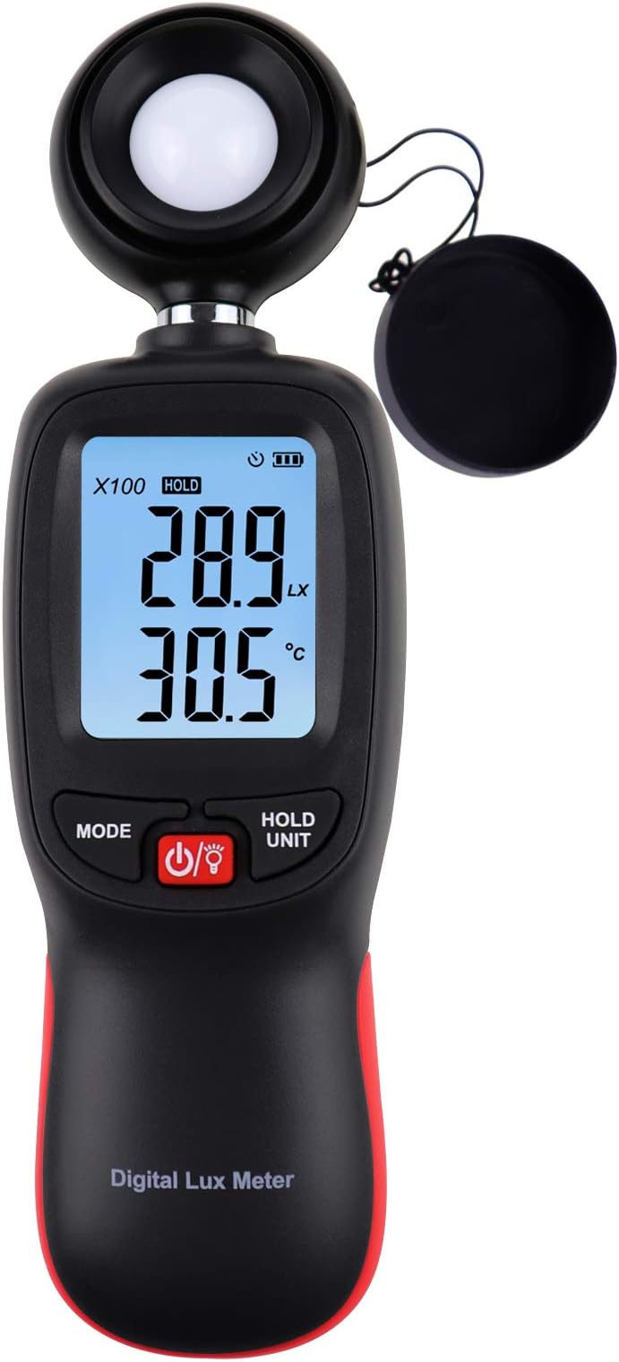 Digital Light Meter Illuminance 200,000 Foot Candle/Lux Temperature Tester Data Storage