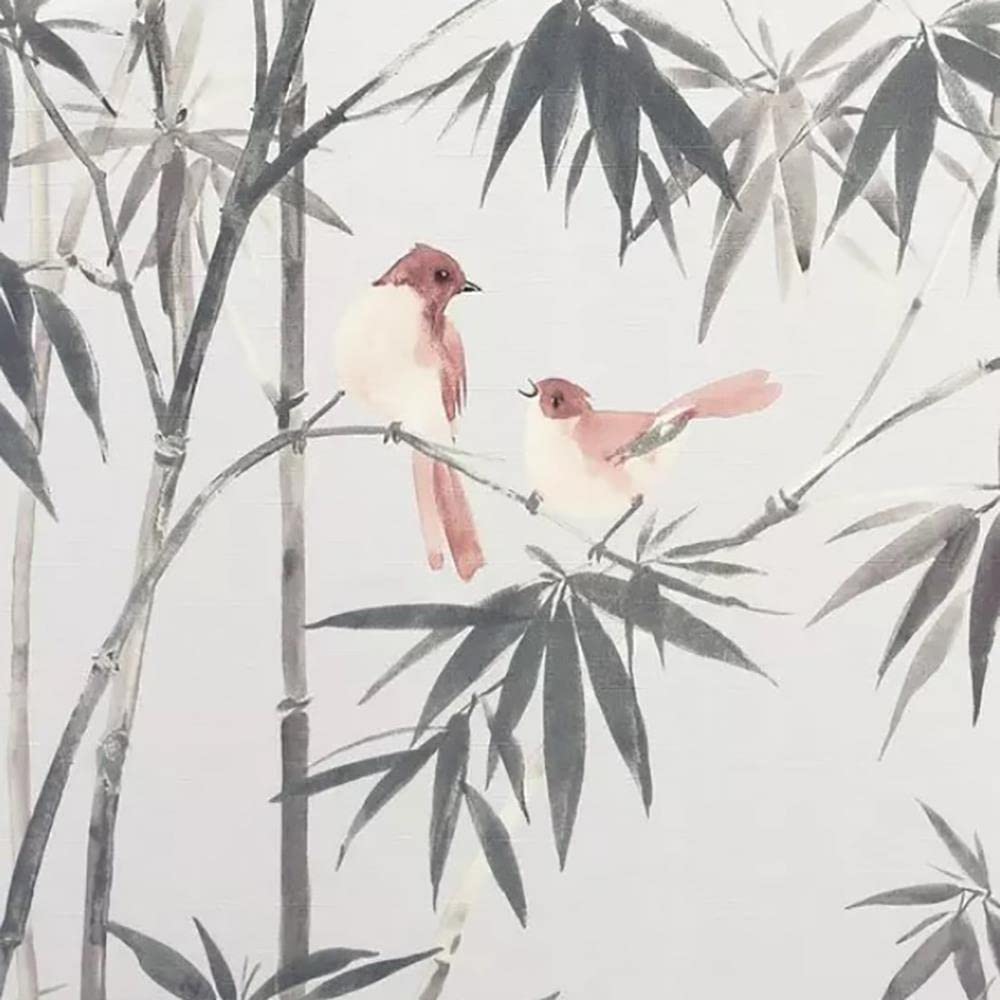 Yöl Grey Birds Bamboo Wallpaper Textured Vinyl Jungle Tropical