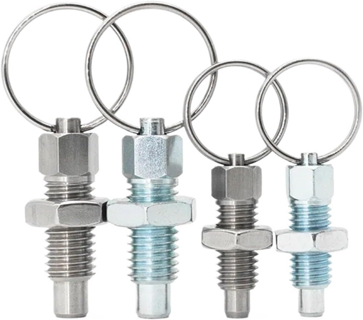Tie Ring Spring Plunger pins 10pcs Pull Ring Indexing Plungers Knob M6 M8 M12 M16 Spring Plungers with Nut for Moulds(Indigo)