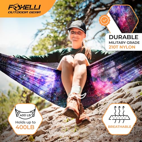 image for Foxelli Camping Hammock – Ultralight Hammock for Backpacking, Hiking
