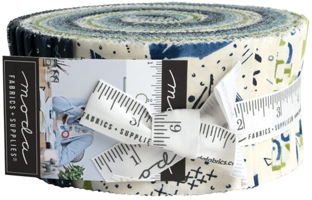 Moda Fabrics Assorted Janet Clare Collage Jelly Roll 40 2.5-Inch Strips 16950Jr