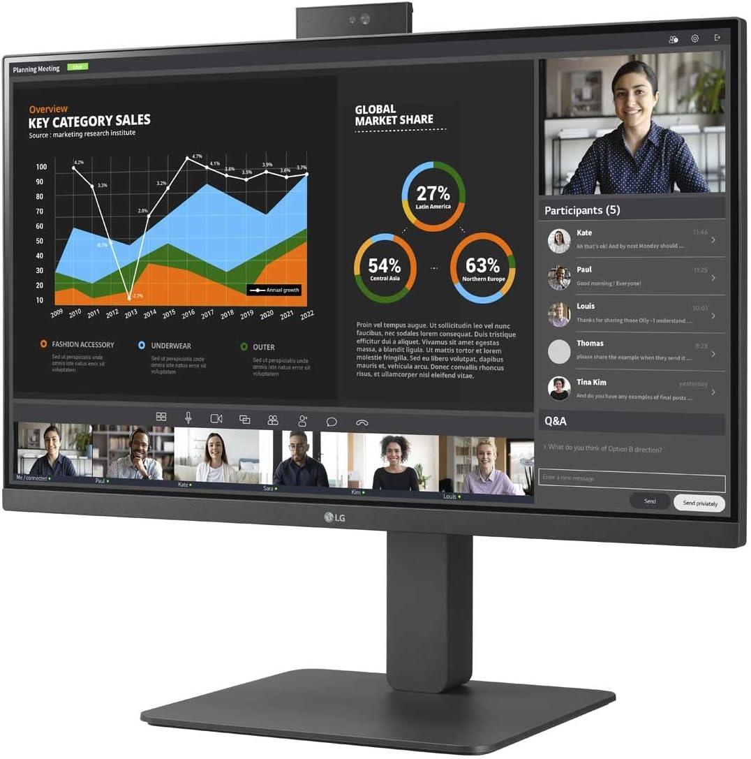 LG 24BR750C-C 24'' IPS FHD Monitor with Built-in FHD Webcam & Mic, Anti-Glare, & USB Type-C™