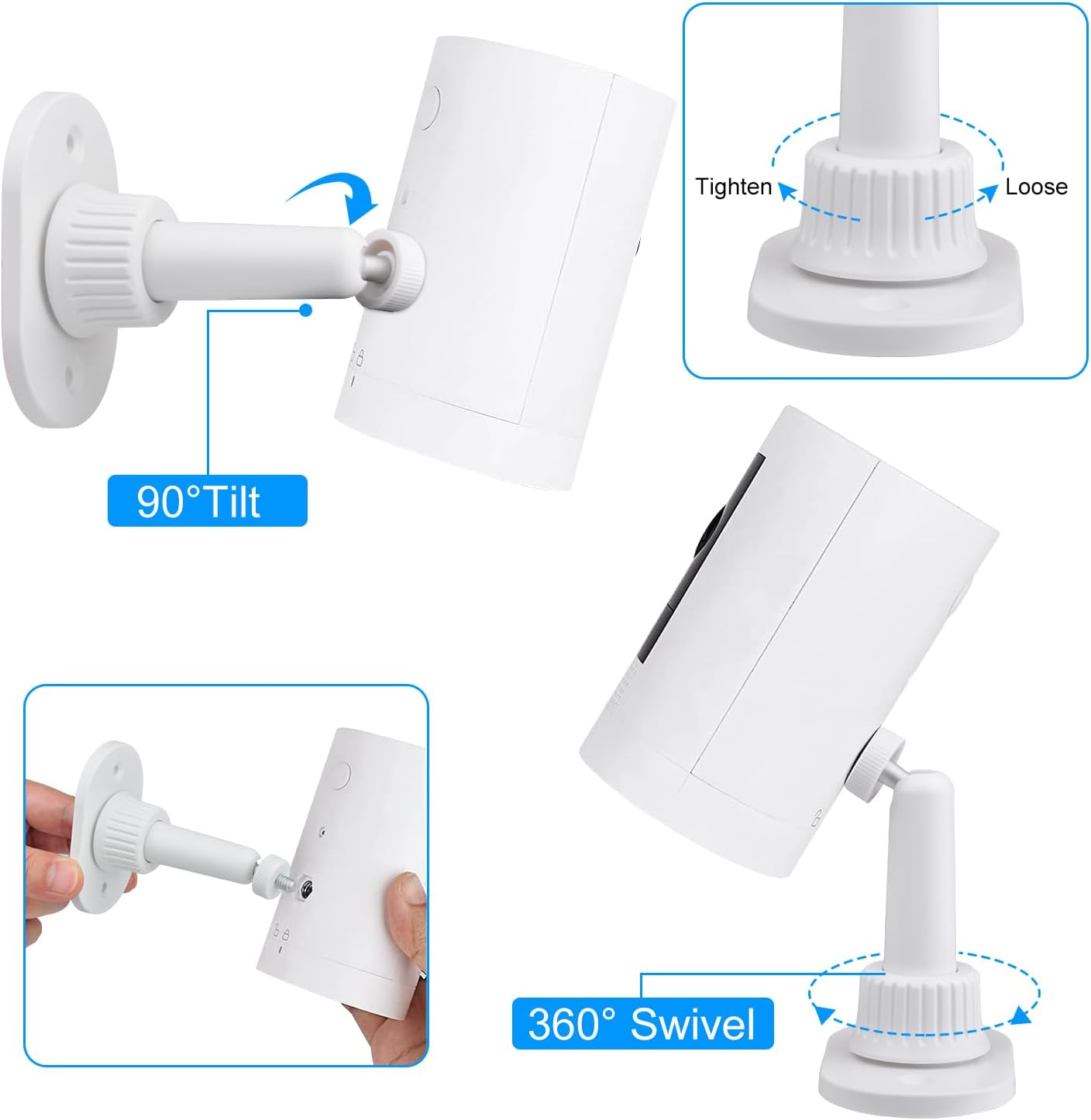 4 Pack Adhesive Wall Mount Compatible with Ring Stick Up Cam，Outdoor Cam Plus and Indoor Cam(1st Gen) Camera,360 Degree Adjustable Mounting Bracket image 2
