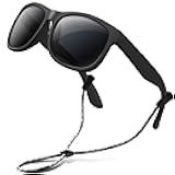 Kids Sunglasses with Strap Polarized UV Protection Flexible Rubber Shades for Boys Girls RBK023